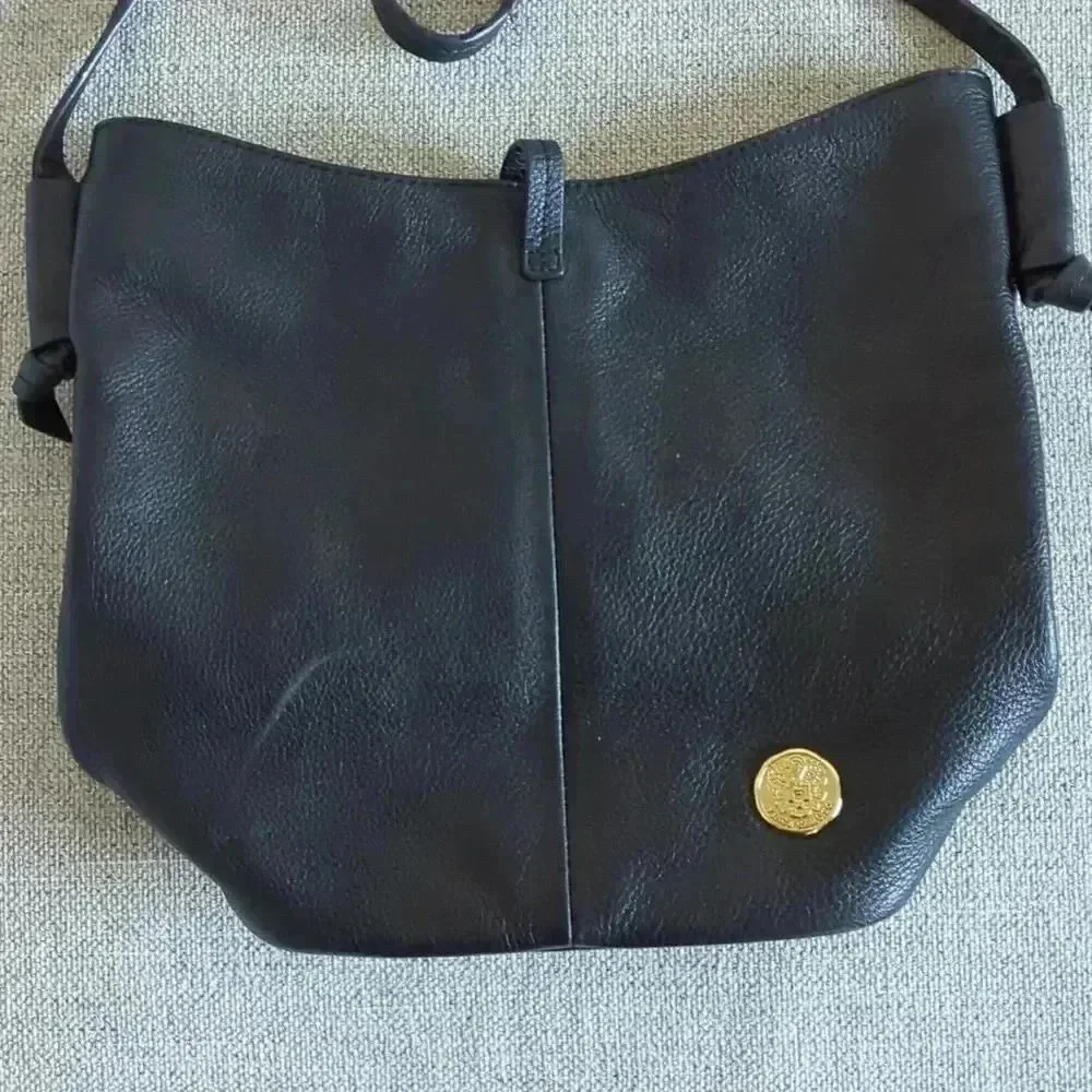 Black Pebbled Soft Leather Satchel Crossbody Purse Vince Camuto